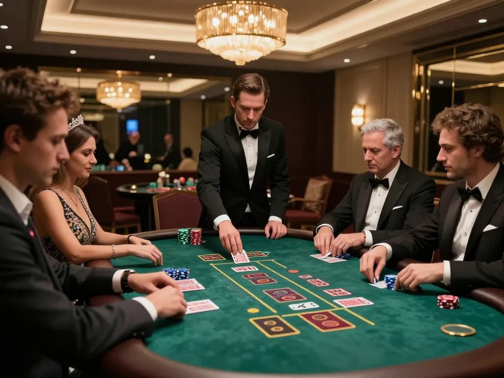 Players at sites not on gamstop engage in high-stakes blackjack, showcasing thrilling gameplay.