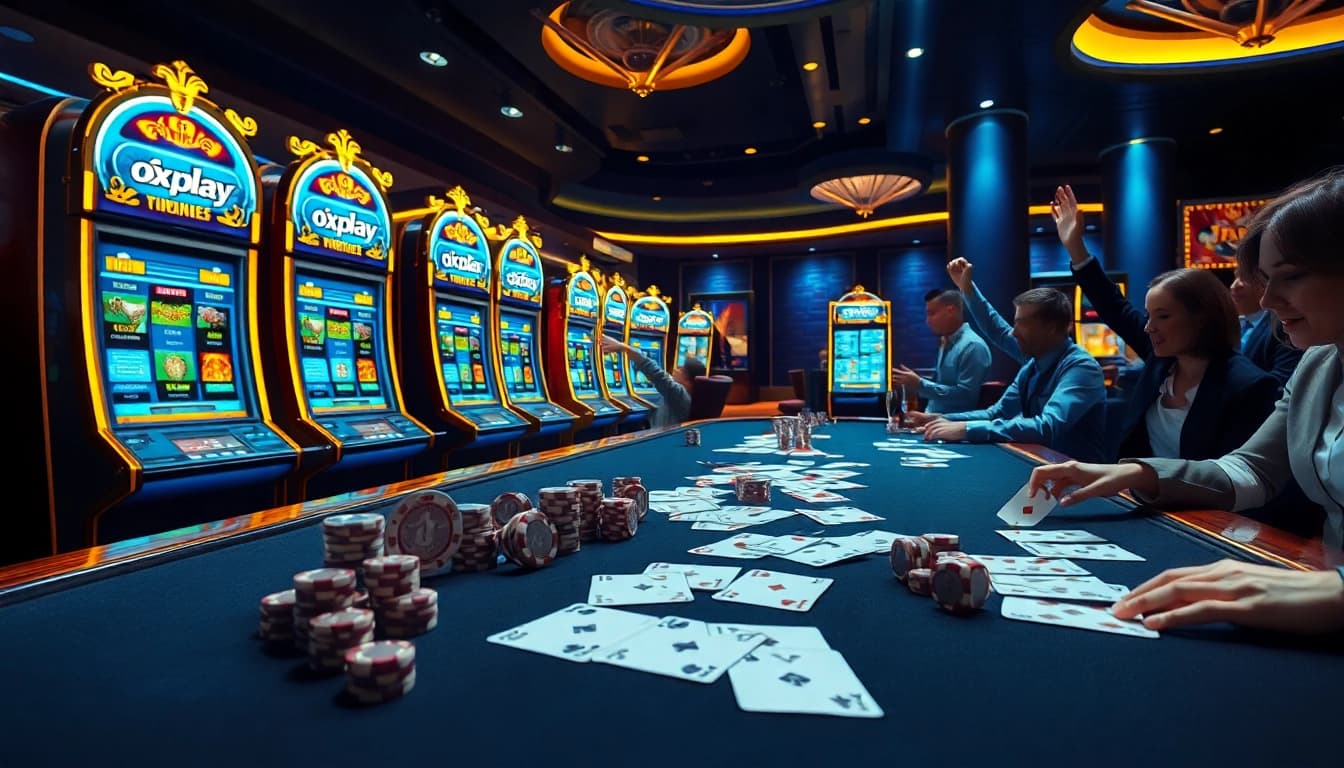 Experience the thrill of oxplay slots and poker in a luxurious casino setting.