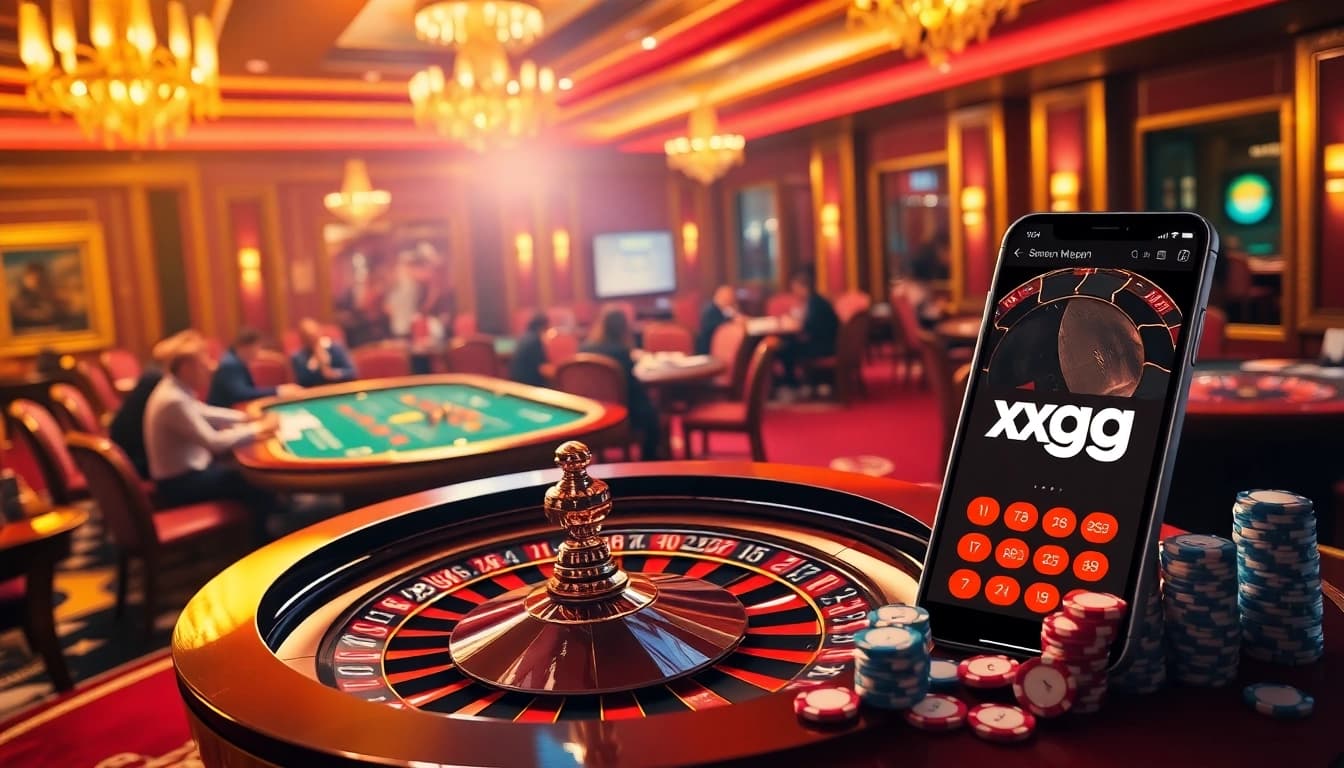 Players engaging in high-stakes poker at a luxurious casino, showcasing the excitement of xxgg gaming.