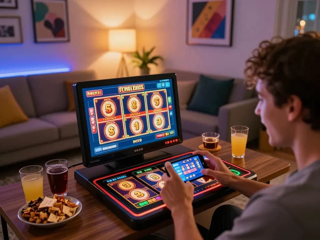 Engage in thrilling gameplay with link slot options on your mobile device in a cozy setting