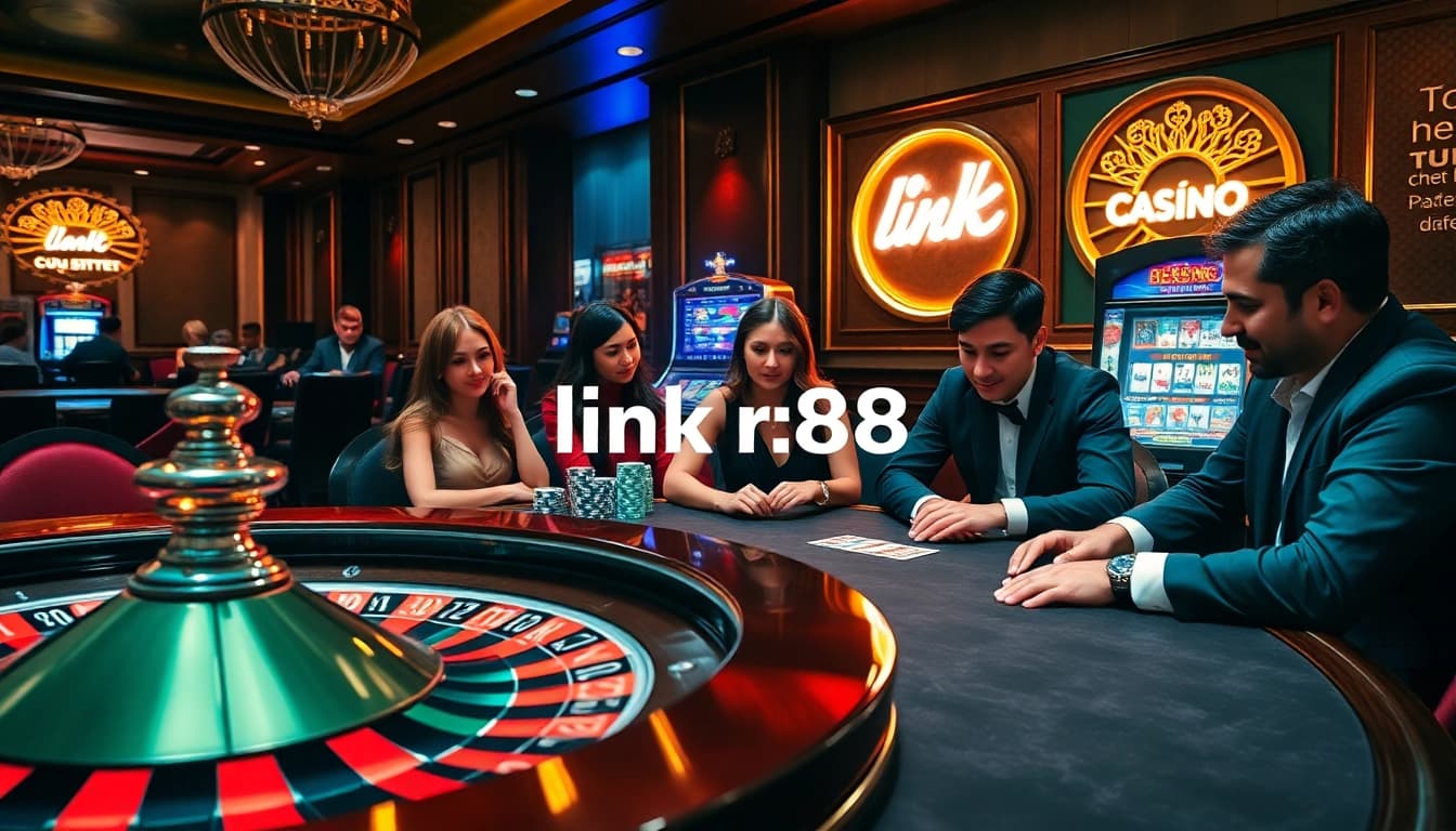 Explore the excitement of winning at RR88 casino, featuring engaged players and vibrant gambling elements.