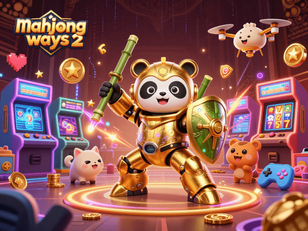 Experience the thrill of mahjong ways 2 with an action-packed 3D casino scene featuring colorful slot elements.