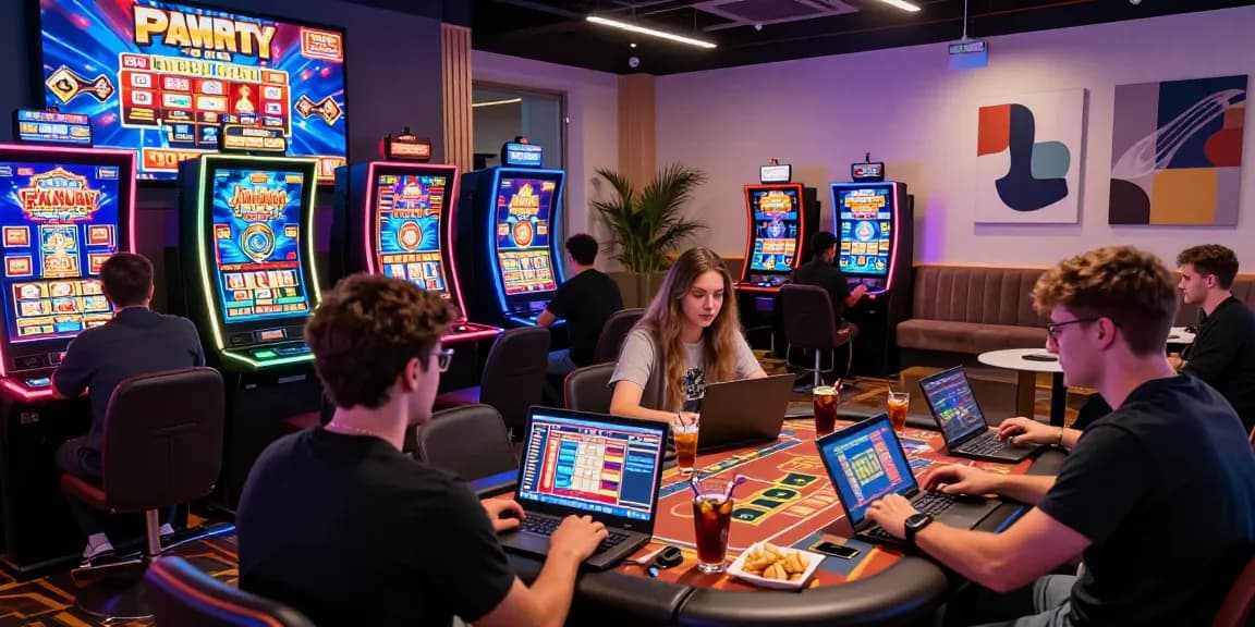 Exciting scene at casinos that accept credit cards, players engaging with online games in vibrant digital casino.