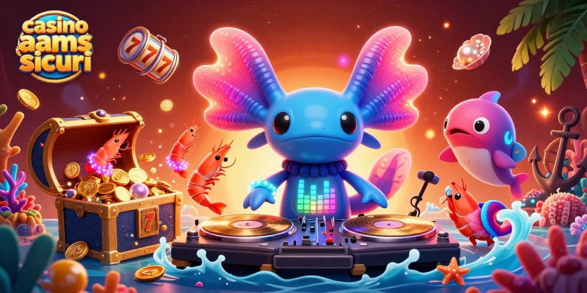 Gioca nei casinò non AAMS sicuri con un DJ axolotl e tanti tesori sottomarini.
