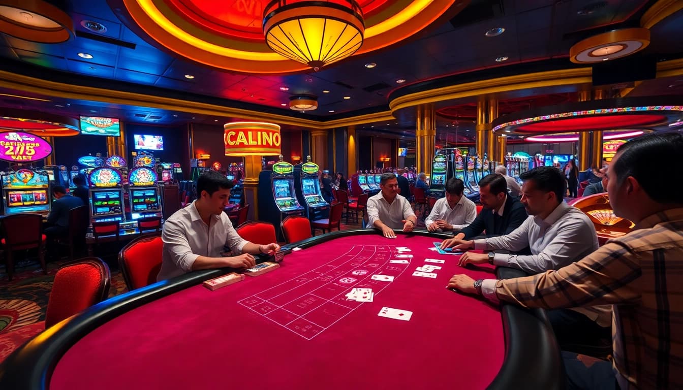 Exciting gameplay at jeetbuzz ক্যাসিনো featuring blackjack and vibrant slot machines.