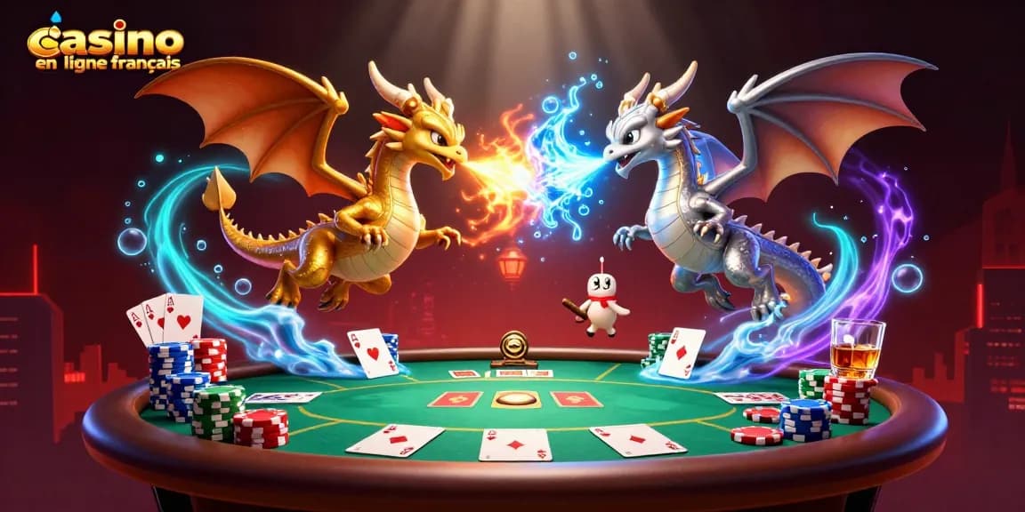 Illuminez votre expérience de jeu avec casino en ligne français, dragons 3D et éléments de poker.