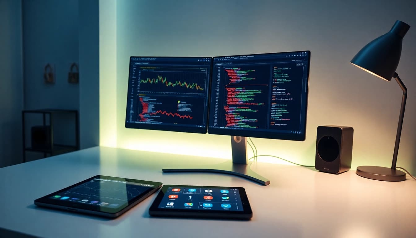 Developer using SerpApi to build an Amazon price tracker tool in an innovative workspace focused on infosec.