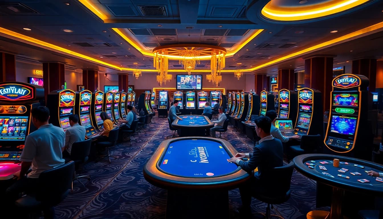 Engaging gaming atmosphere at TR88 Com, featuring diverse players and exciting digital games.