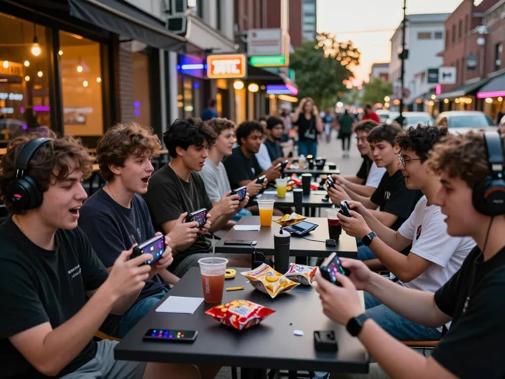 Engaged group playing popotogel game at an urban street tournament.