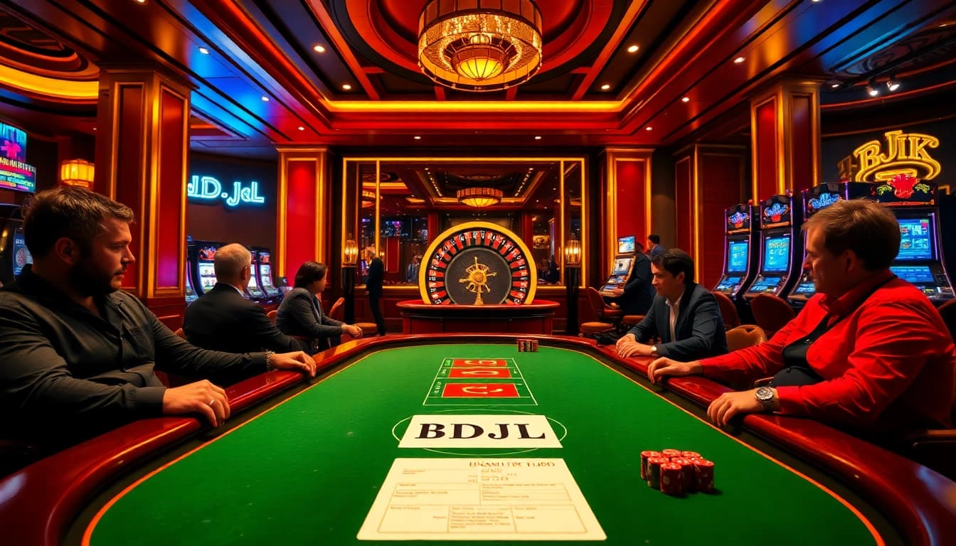 Experience the thrill of BDJL at a luxurious casino with poker and roulette games.