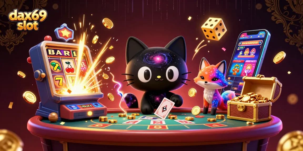 Menangkan jackpot dengan dikhususkan slot dax69 dalam ilustrasi kasino yang berwarna-warni dan penuh aksi.