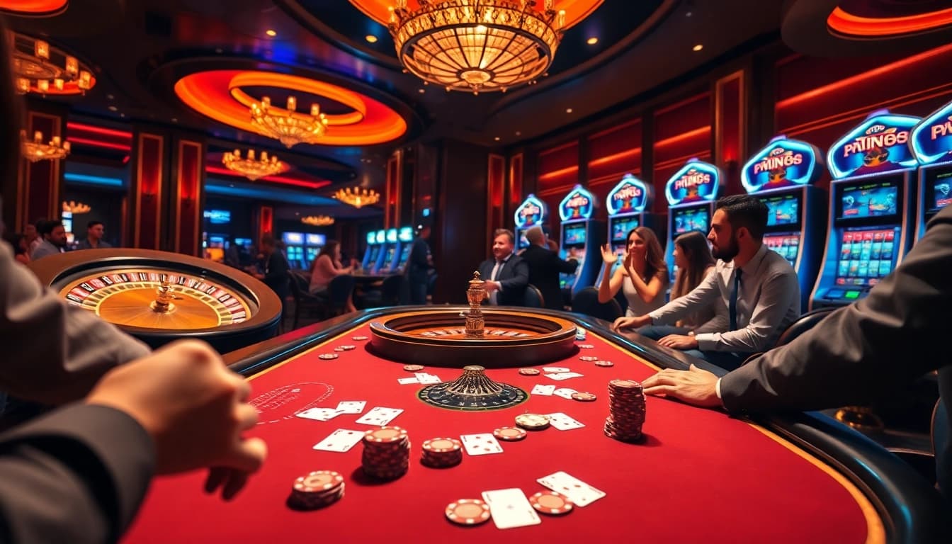 IWIN68 players engaging in high-stakes poker at a luxurious casino table.