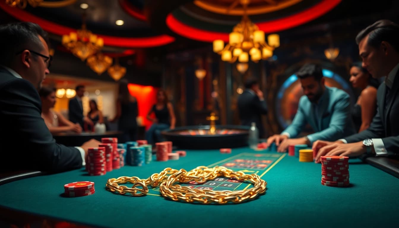 Experience the thrill of poker with dinamit4d at a luxurious casino table filled with excitement.