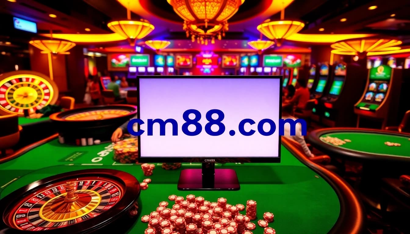Experience the thrill of gambling at cm88.com with vibrant casino visuals and engaging gaming action.