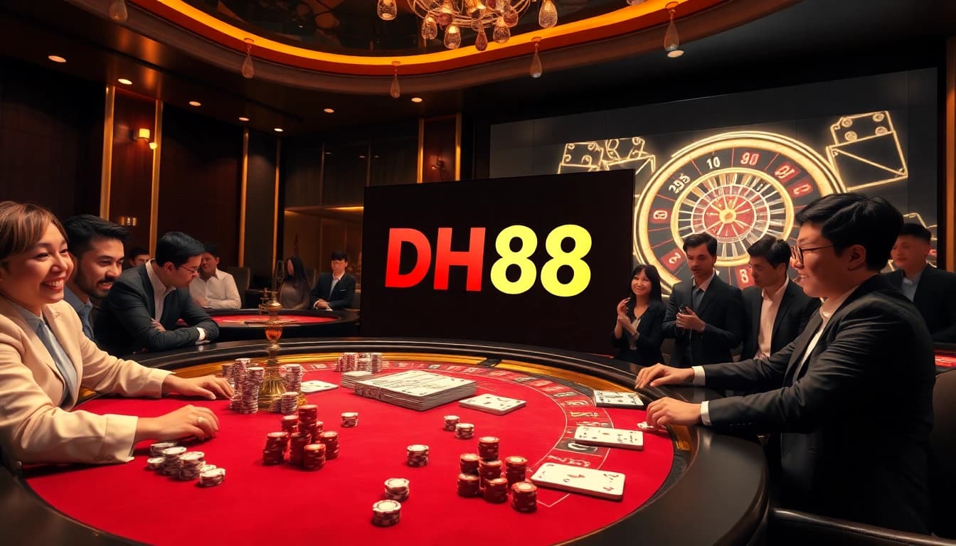 Experience the thrilling ambiance of DH88 with players engaged at a luxurious casino table.
