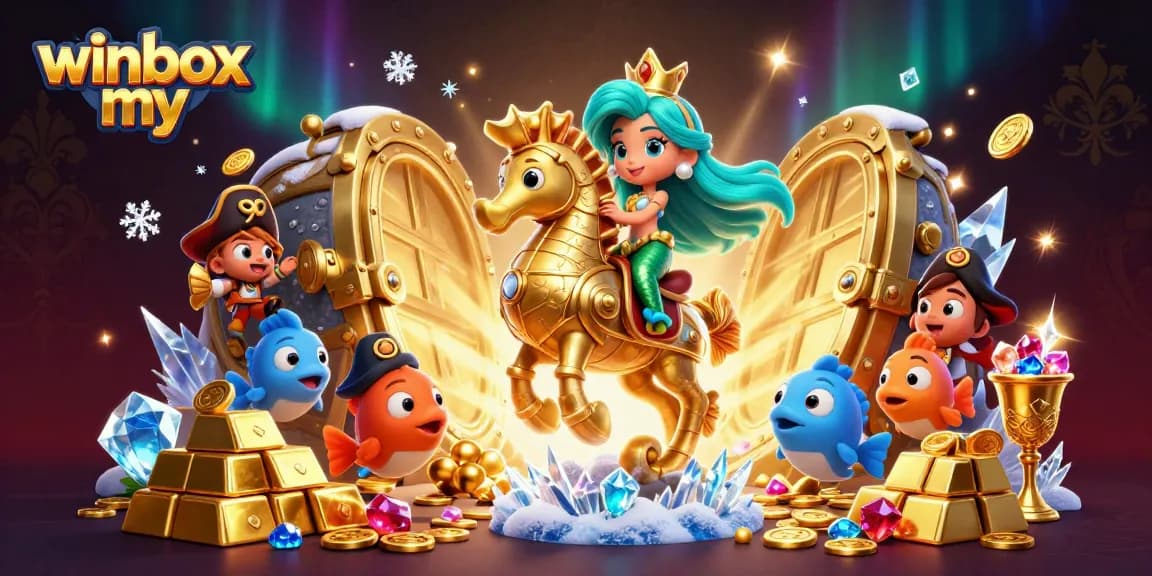 Experience the thrill of winbox my with colorful characters amidst shining jewels and gold treasure.