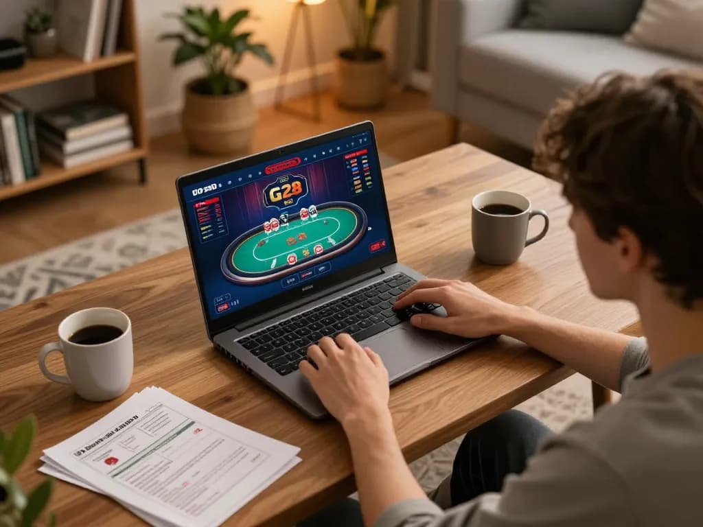 G28 online gaming experience in a cozy home setting with strategic gameplay insights