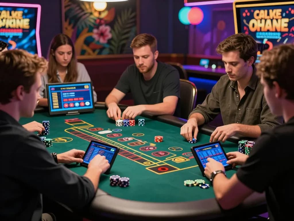 Engaged players at a vibrant 바카라사이트 baccarat table enjoying an immersive online gaming experience.