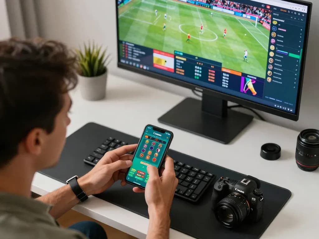 Excited player engaging in live betting on 678vip mobile app, showcasing sports betting excitement and strategic decisions