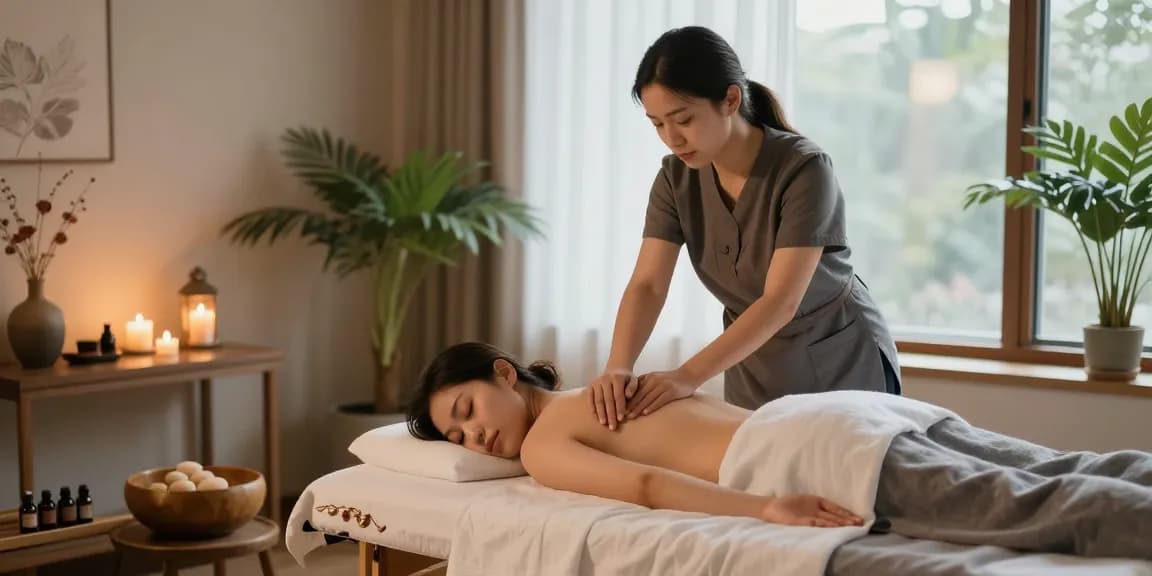 논현동 마사지 전문 스파에서 편안한 마사지 중인 모습.