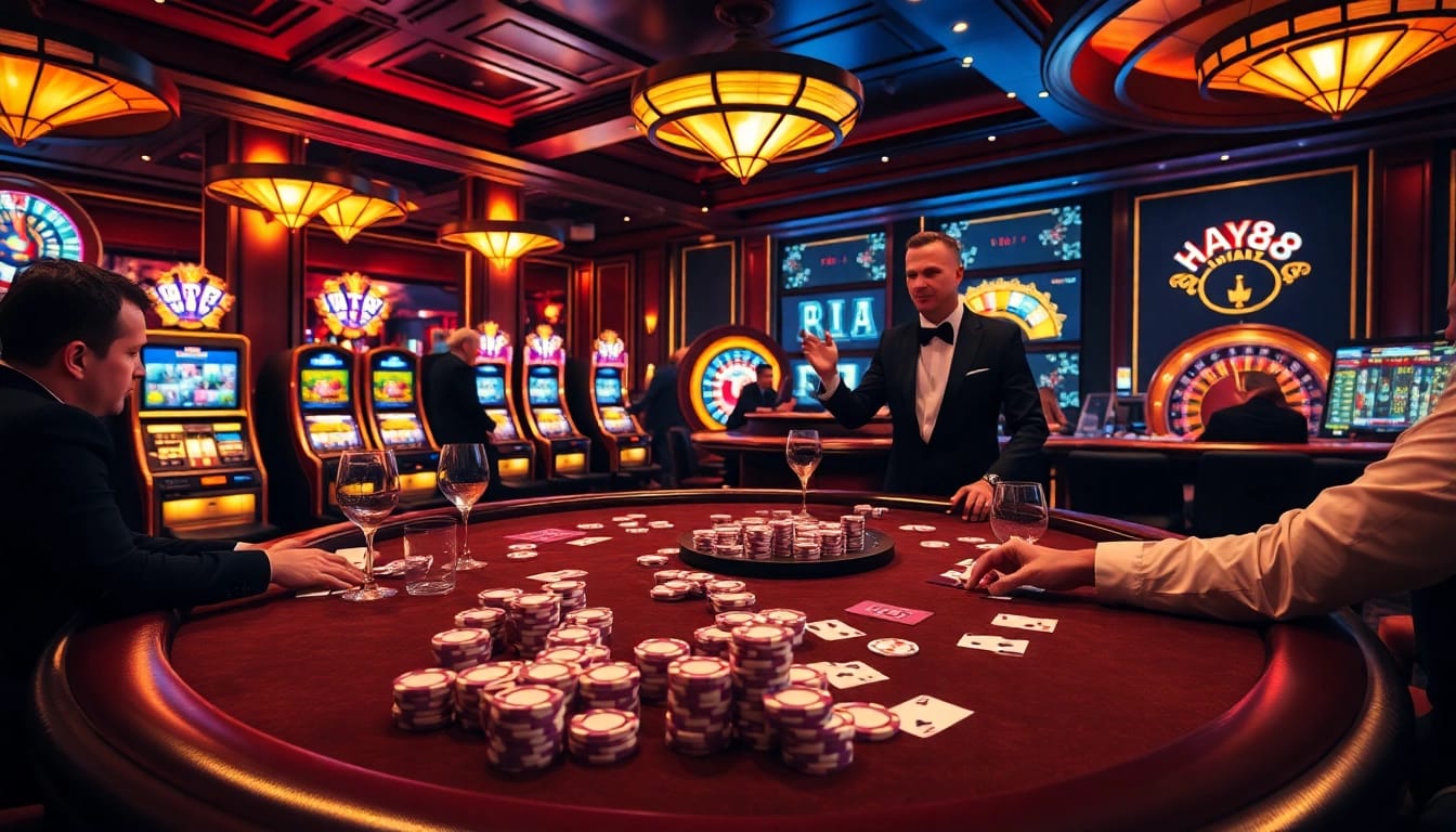 Experience thrilling games at HAY88 with vibrant casino tables and exciting slot machines.
