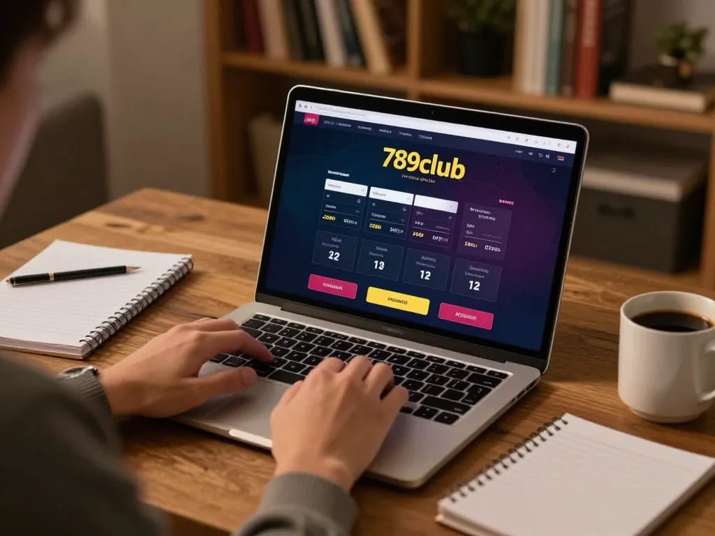 Engaging online gaming scenario with 789club interface displayed on a laptop.