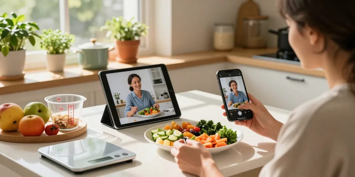 Using the best nutrition app, a user captures their meal with a smartphone, guided by an AI nutrition coach.
