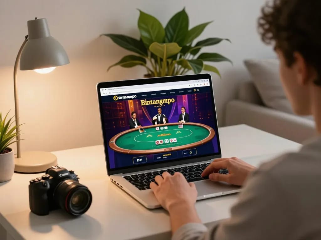Pemain Bintangmpo merencanakan strategi poker online dalam suasana rumah yang nyaman, menampilkan pengalaman bermain yang menarik.