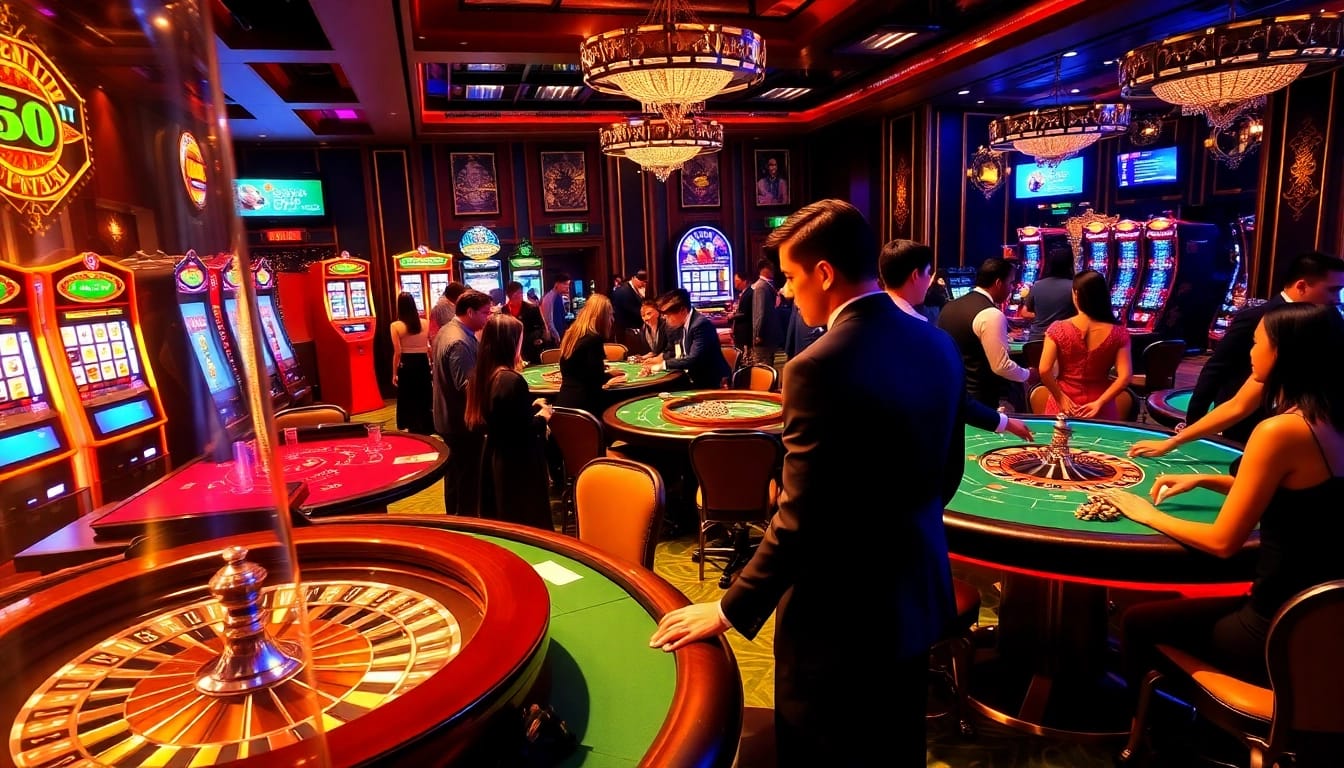 Engaged players enjoying a thrilling game at b52 club casino featuring vibrant tables and shimmering chips.