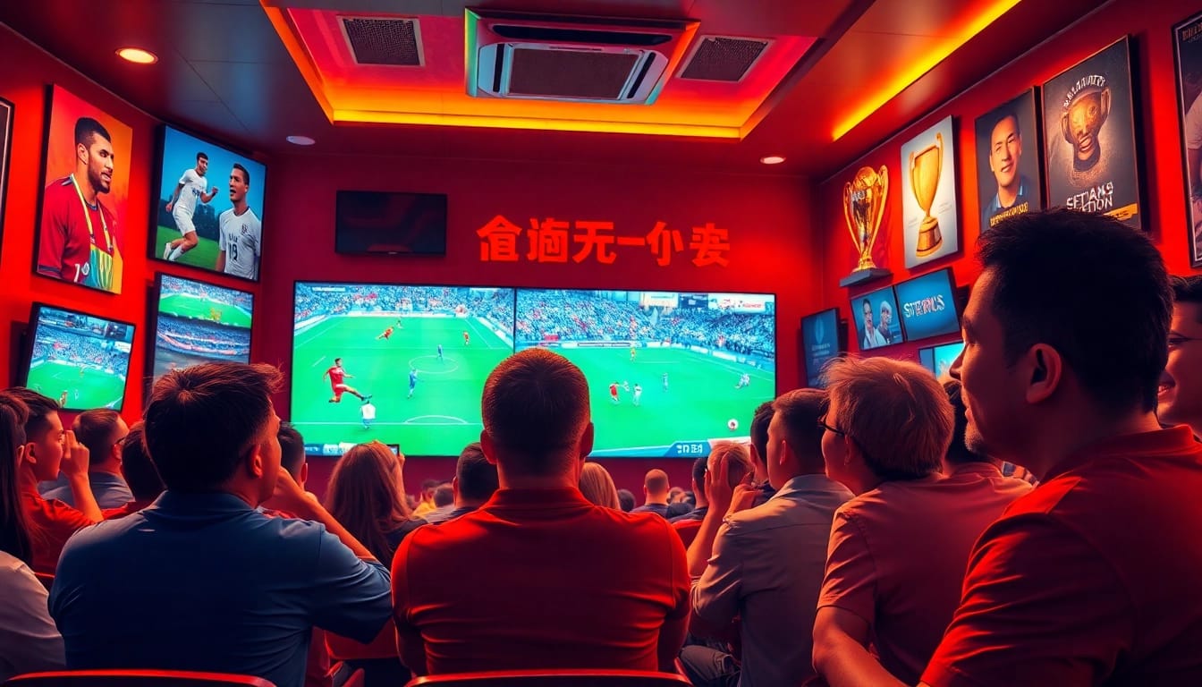 Excited fans enjoy 토토티비 live sports betting in a lively lounge atmosphere.