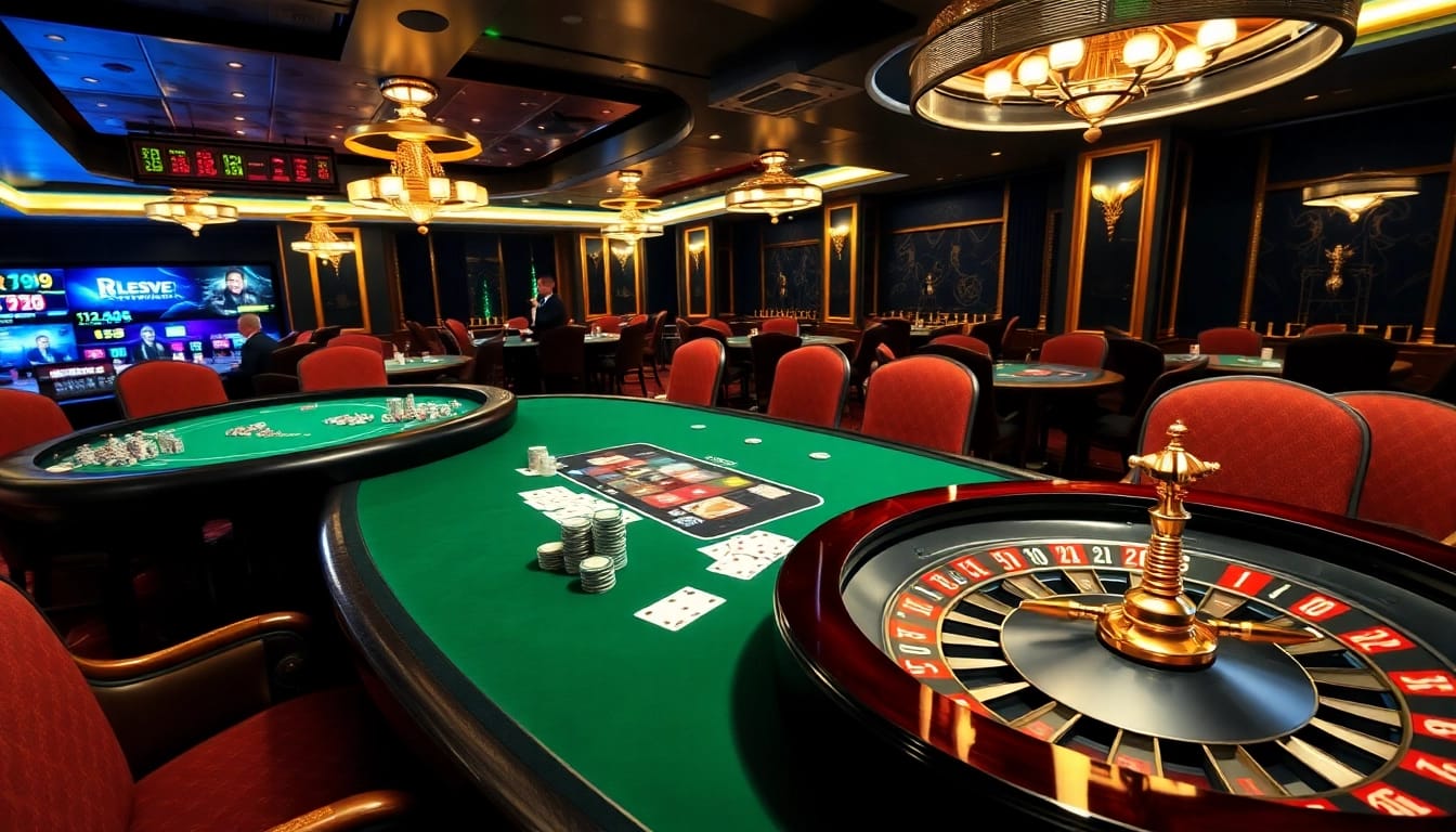 RR99 vip players engage in intense poker gameplay at luxurious casino tables.