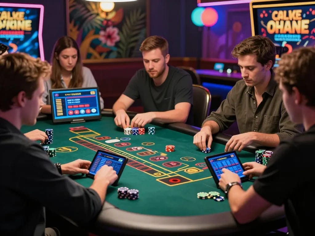 Engaged players at a vibrant 바카라사이트 baccarat table enjoying an immersive online gaming experience.