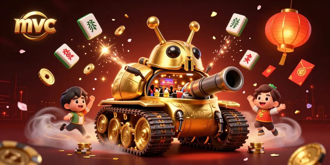 Experience the excitement of MVC-themed gambling with vibrant casino scenes and golden elements.