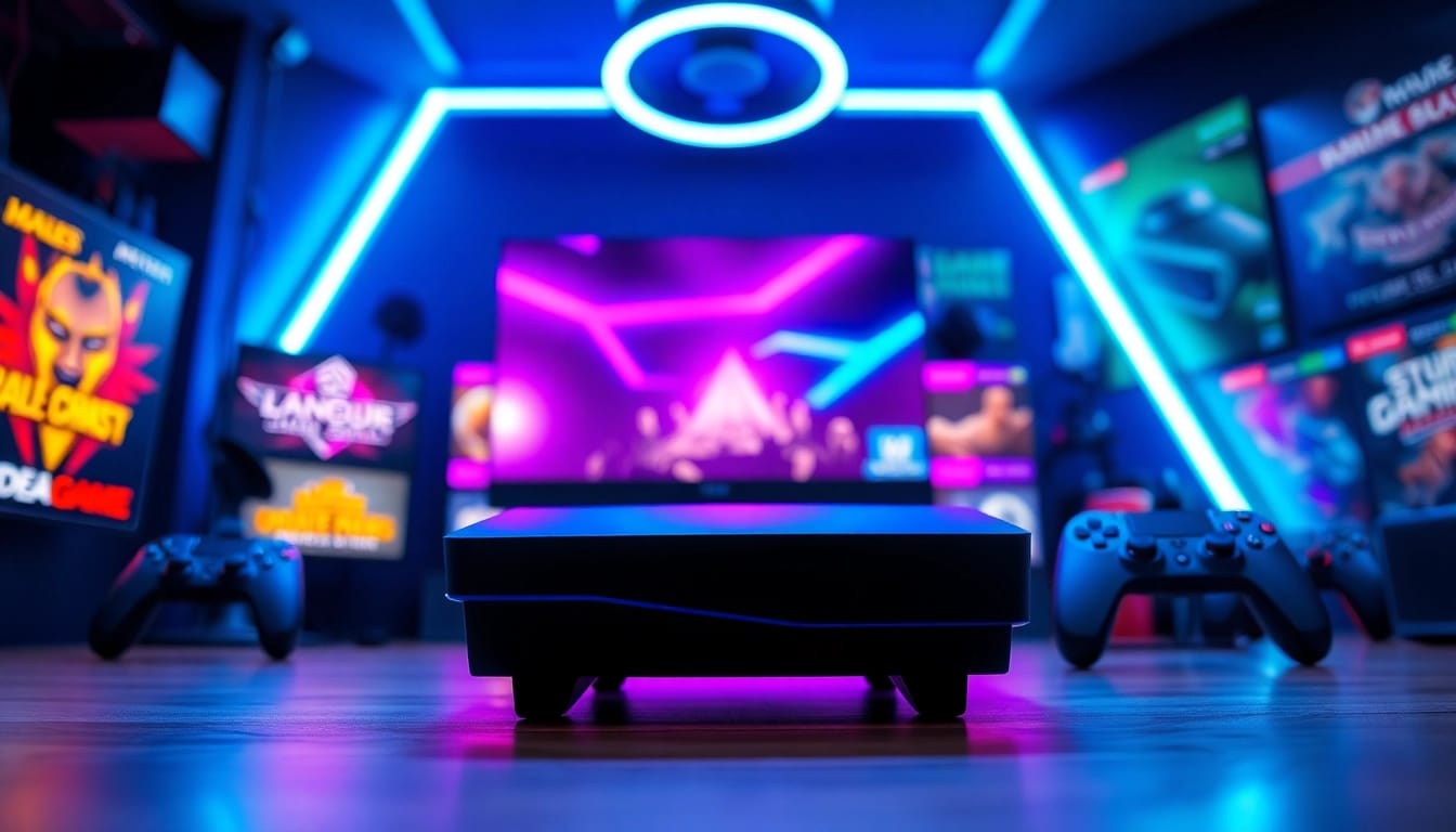 Showcase of new game releases 2026 with a futuristic gaming setup highlighting excitement.