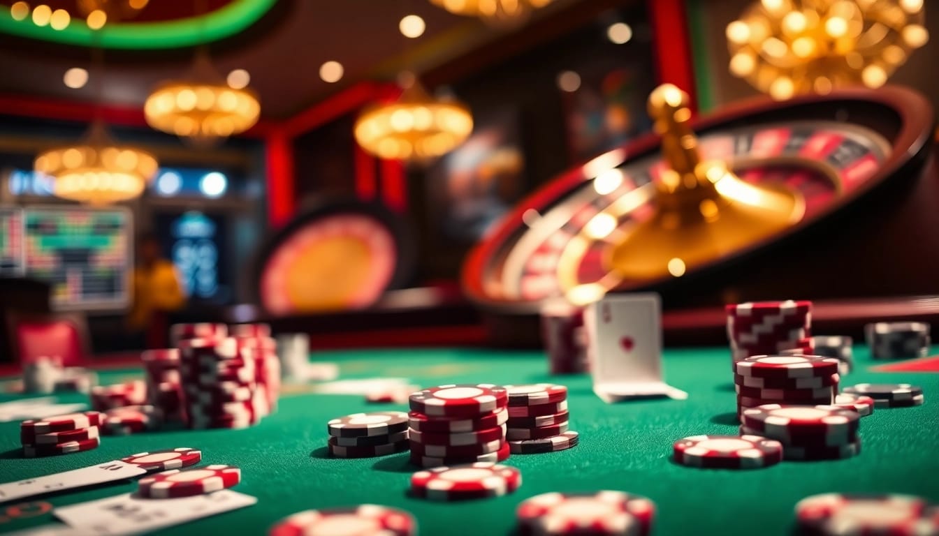 Players engaging in high-stakes poker at a lavish casino, embodying the excitement of NK88 gaming.