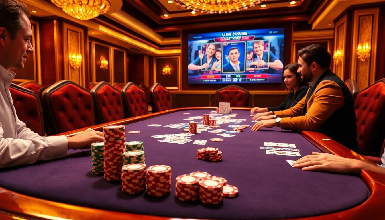 Experience the thrill of idn poker at a luxurious casino table with vibrant poker chips.