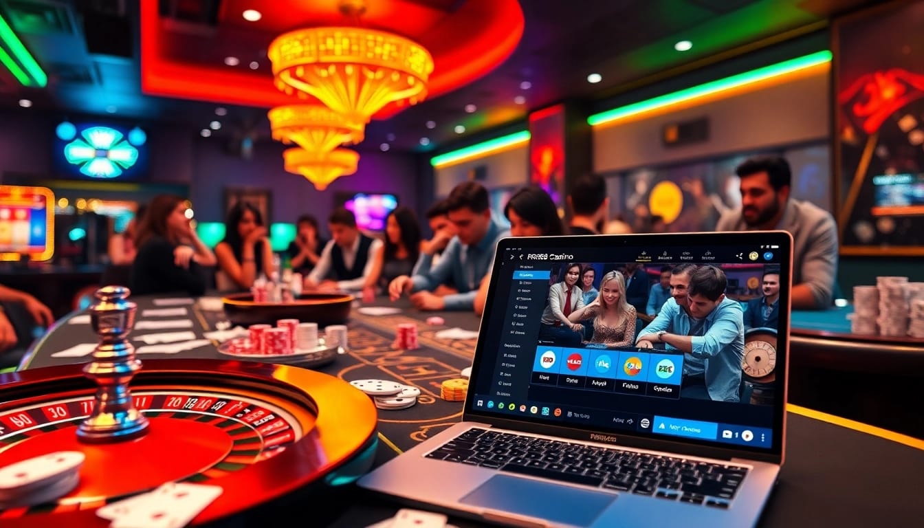 Exciting casino scene with players enjoying games at RR88's vibrant poker table.