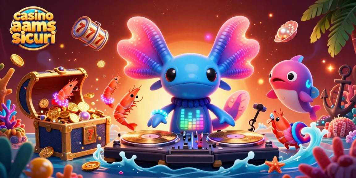Gioca nei casinò non AAMS sicuri con un DJ axolotl e tanti tesori sottomarini.