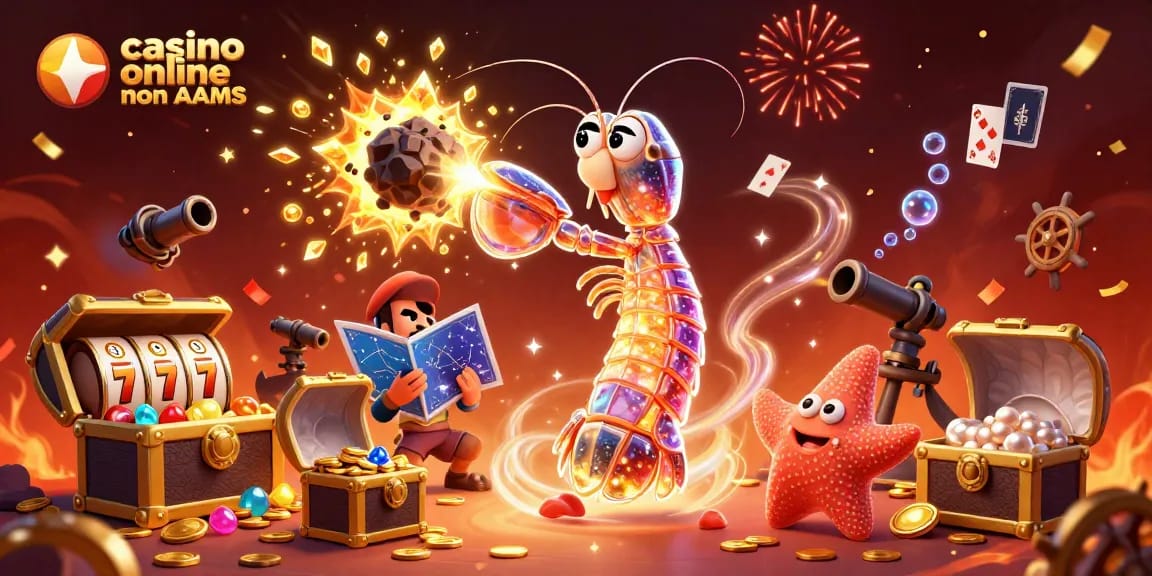 Giocando nei casino online non AAMS, una scena di avventure illuminate da colori vibranti e tanti premi.