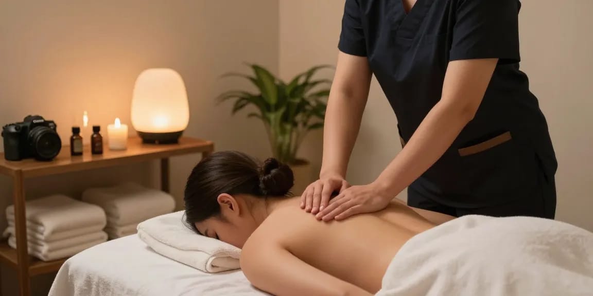 성정동마사지에 대한 편안한 마사지 경험을 제공하는 스파 장면