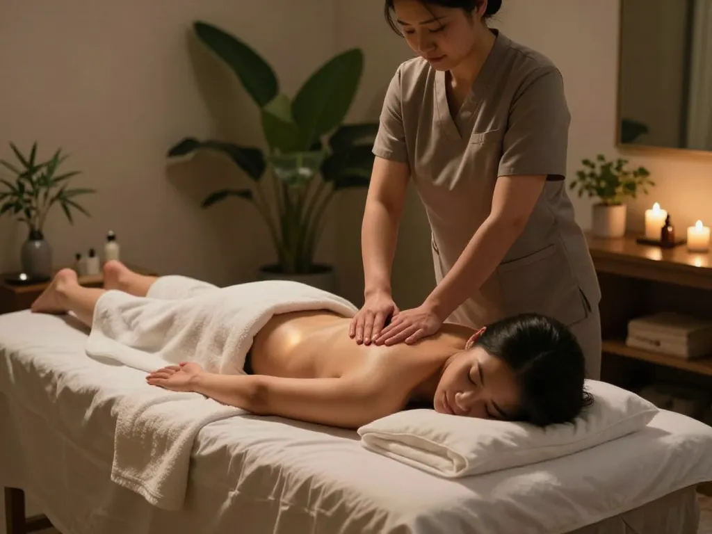 치평동마사지 being expertly performed in a tranquil spa setting, showcasing relaxation and wellness.