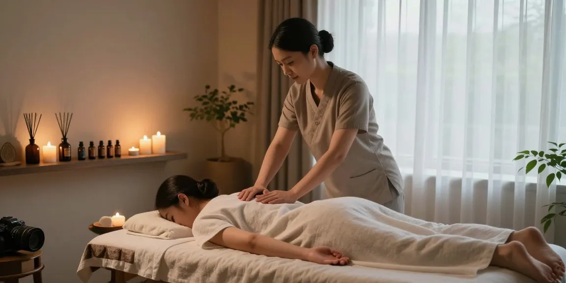 역삼동마사지 전문가가 편안한 공간에서 고객에게 스웨디시 마사지를 진행하는 모습
