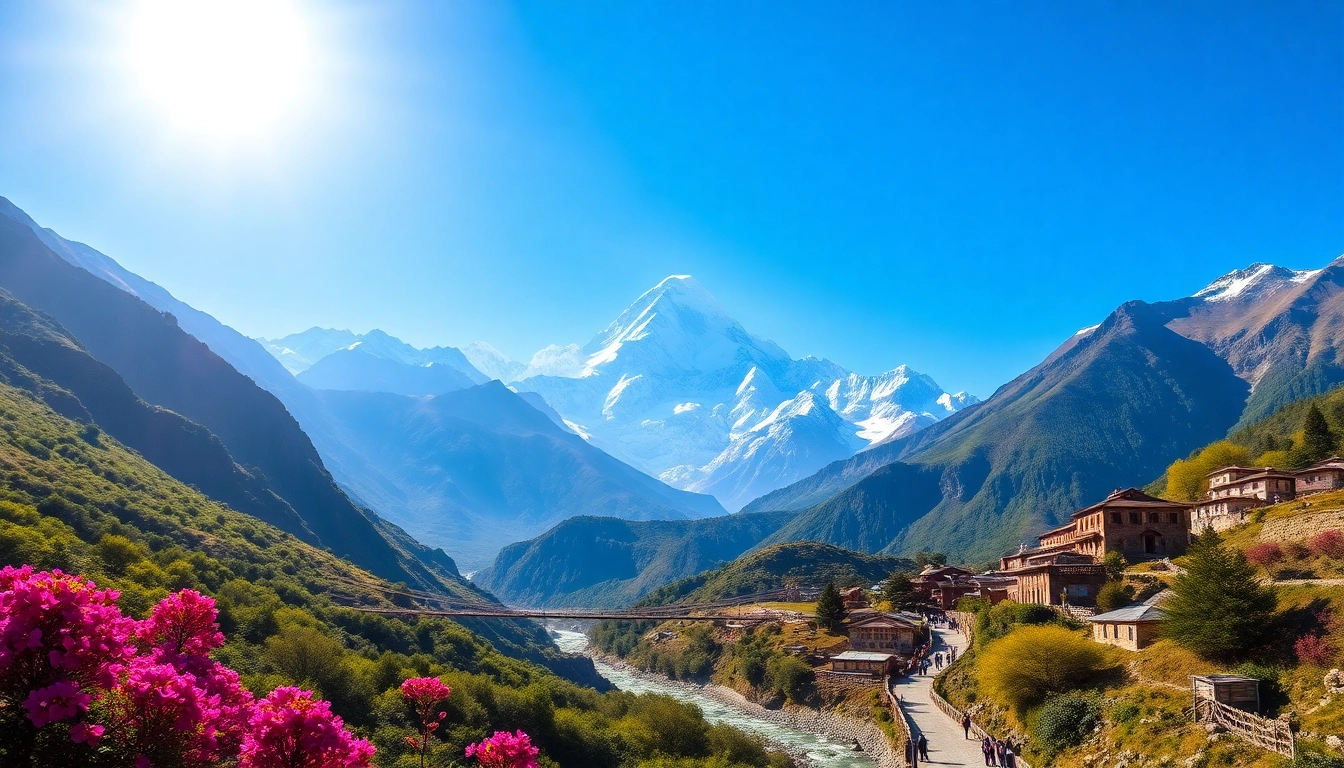 Manaslu Circuit trekking through stunning Himalayan landscapes with Mt. Manaslu in the background.