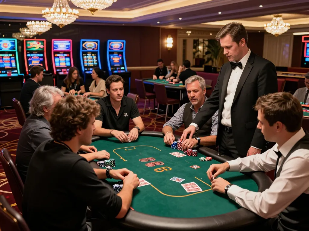 Players enjoying an engaging game at 88BET casino tables, showcasing excitement and luxury atmosphere
