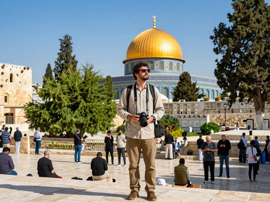 Exploring Jerusalem’s Holy Site at the Temple Mount with visitors, showcasing rich cultural heritage.