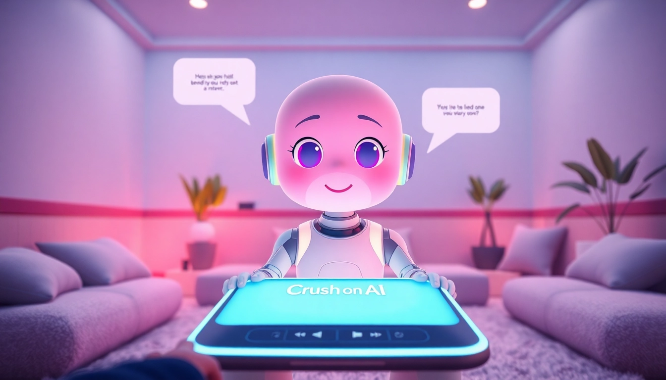 Engaging virtual AI character interaction from crush on ai app in a cozy setting