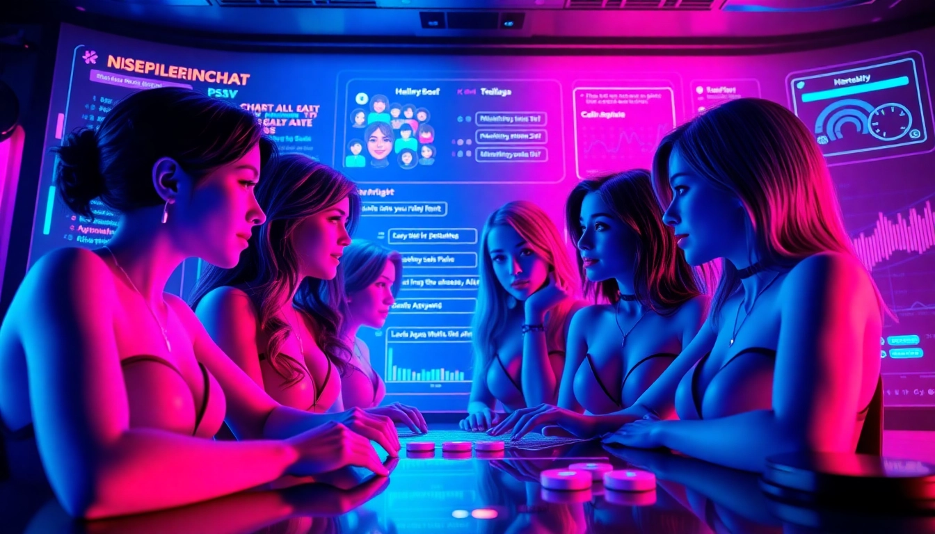 Explore engaging NSFW AI relationships with vibrant avatars in a digital chat room.