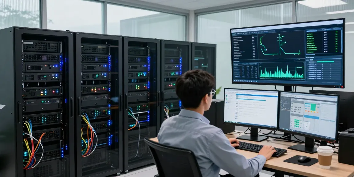 Dedicated servers in Mexico being monitored in a modern server room, showcasing advanced technology and efficient management.