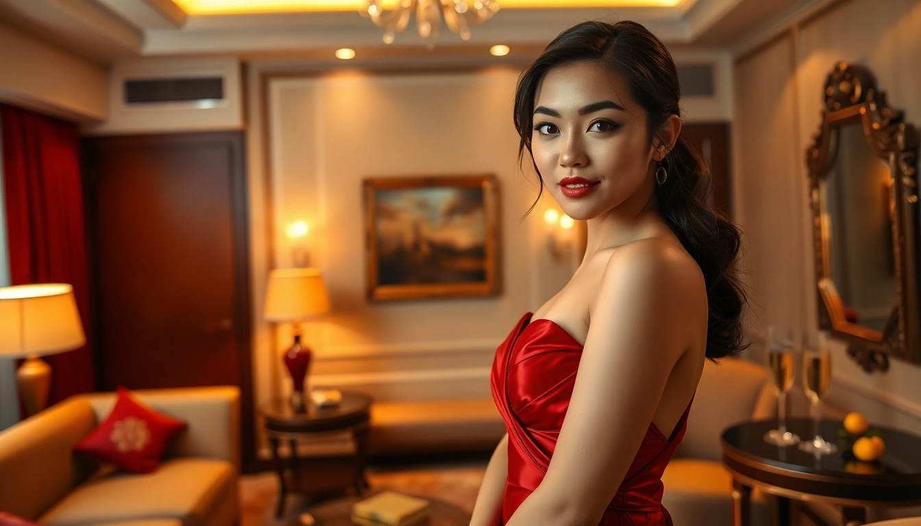 Experience luxury with a stunning Singapore escort in an elegant hotel setting.
