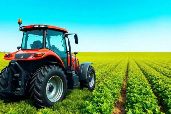 AF88 tractor showcasing agricultural innovation in a green field under clear skies.